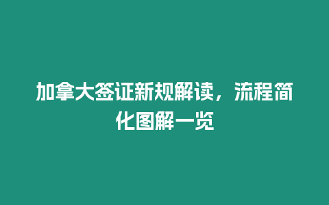 加拿大簽證新規解讀，流程簡化圖解一覽