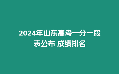 2024年山東高考一分一段表公布 成績排名