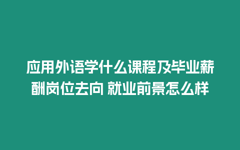 應用外語學什么課程及畢業薪酬崗位去向 就業前景怎么樣