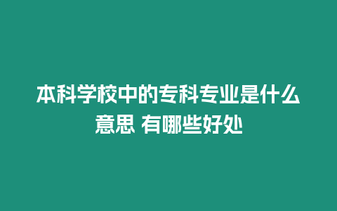 本科學校中的專科專業是什么意思 有哪些好處