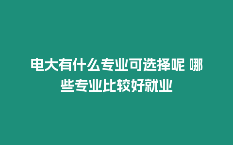 電大有什么專業(yè)可選擇呢 哪些專業(yè)比較好就業(yè)