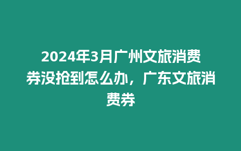 2024年3月廣州文旅消費券沒搶到怎么辦，廣東文旅消費券