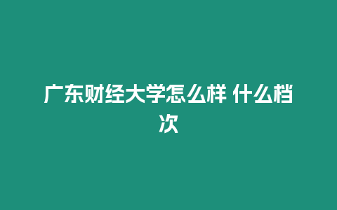 廣東財經大學怎么樣 什么檔次