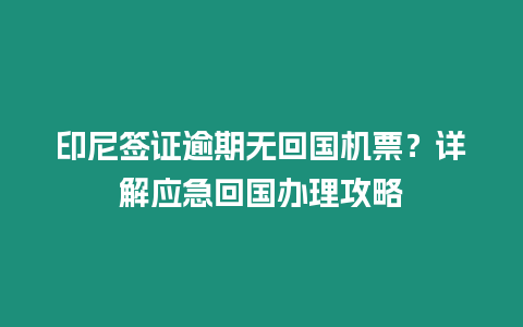 印尼簽證逾期無回國機票？詳解應急回國辦理攻略