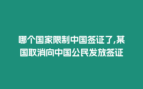 哪個國家限制中國簽證了,某國取消向中國公民發放簽證