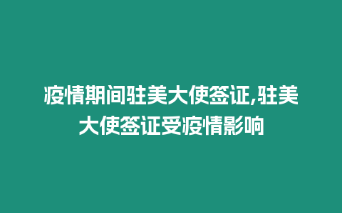 疫情期間駐美大使簽證,駐美大使簽證受疫情影響