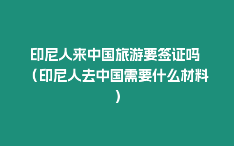 印尼人來中國旅游要簽證嗎 （印尼人去中國需要什么材料）