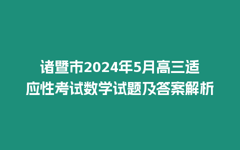 諸暨市2024年5月高三適應(yīng)性考試數(shù)學(xué)試題及答案解析