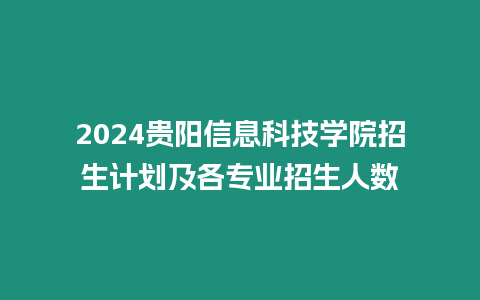 2024貴陽信息科技學院招生計劃及各專業(yè)招生人數(shù)