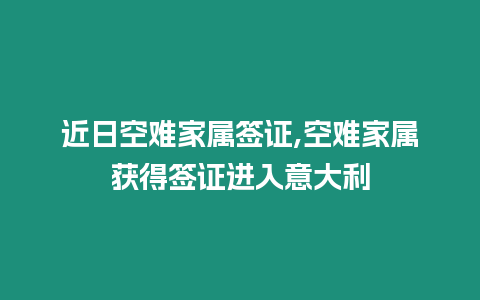 近日空難家屬簽證,空難家屬獲得簽證進入意大利