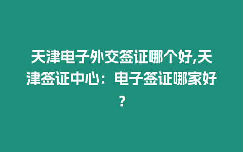 天津電子外交簽證哪個好,天津簽證中心：電子簽證哪家好？