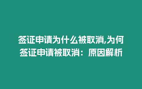 簽證申請為什么被取消,為何簽證申請被取消：原因解析