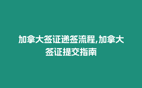 加拿大簽證遞簽流程,加拿大簽證提交指南