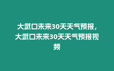 大武口未來30天天氣預報，大武口未來30天天氣預報視頻