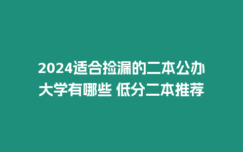 2024適合撿漏的二本公辦大學有哪些 低分二本推薦