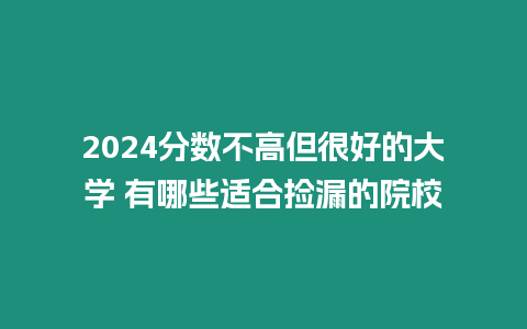 2024分數不高但很好的大學 有哪些適合撿漏的院校