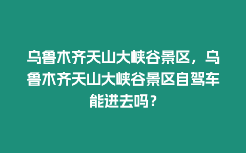 烏魯木齊天山大峽谷景區，烏魯木齊天山大峽谷景區自駕車能進去嗎？