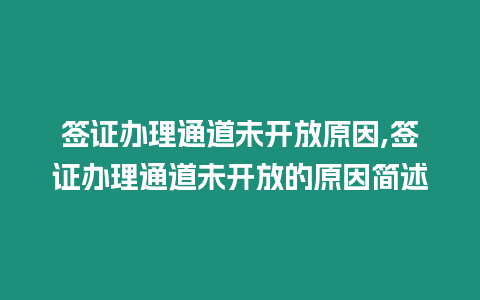 簽證辦理通道未開放原因,簽證辦理通道未開放的原因簡述