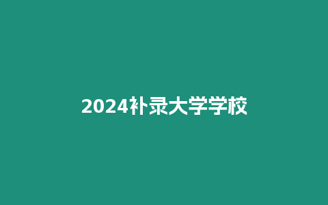 2024補錄大學學校