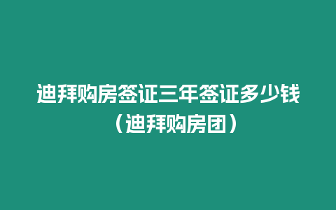 迪拜購房簽證三年簽證多少錢 （迪拜購房團(tuán)）