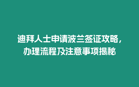 迪拜人士申請波蘭簽證攻略，辦理流程及注意事項揭秘