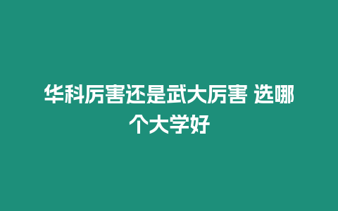 華科厲害還是武大厲害 選哪個大學好