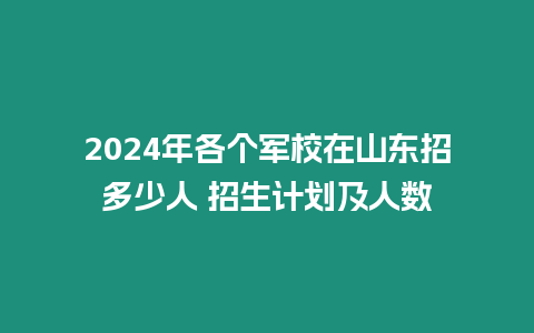 2024年各個軍校在山東招多少人 招生計劃及人數