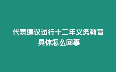 代表建議試行十二年義務(wù)教育 具體怎么回事