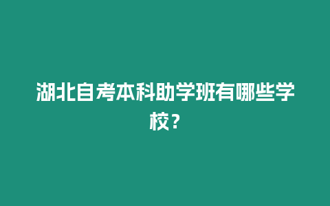 湖北自考本科助學班有哪些學校？