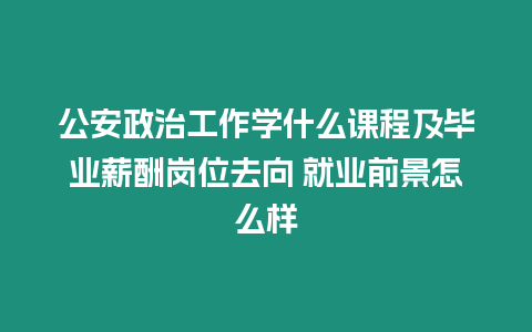 公安政治工作學什么課程及畢業薪酬崗位去向 就業前景怎么樣