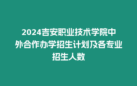 2024吉安職業技術學院中外合作辦學招生計劃及各專業招生人數