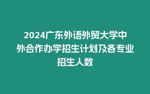 2024廣東外語外貿大學中外合作辦學招生計劃及各專業招生人數