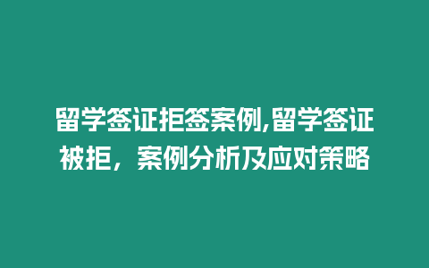 留學(xué)簽證拒簽案例,留學(xué)簽證被拒，案例分析及應(yīng)對(duì)策略