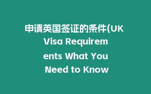 申請(qǐng)英國簽證的條件(UK Visa Requirements What You Need to Know