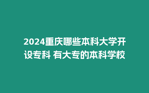 2024重慶哪些本科大學(xué)開設(shè)專科 有大專的本科學(xué)校