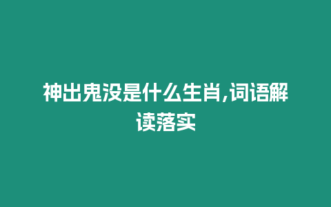 神出鬼沒是什么生肖,詞語解讀落實(shí)