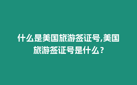 什么是美國(guó)旅游簽證號(hào),美國(guó)旅游簽證號(hào)是什么？