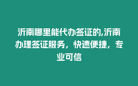 沂南哪里能代辦簽證的,沂南辦理簽證服務，快速便捷，專業可信