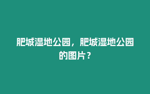 肥城濕地公園，肥城濕地公園的圖片？