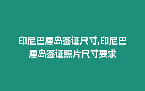 印尼巴厘島簽證尺寸,印尼巴厘島簽證照片尺寸要求