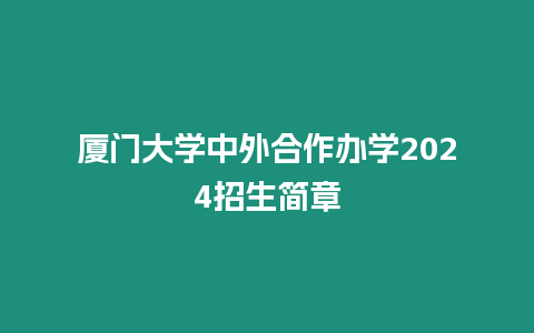 廈門大學中外合作辦學2024招生簡章