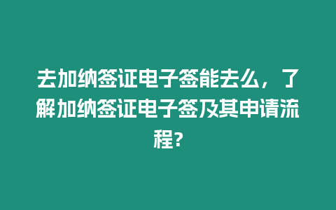 去加納簽證電子簽能去么，了解加納簽證電子簽及其申請流程?