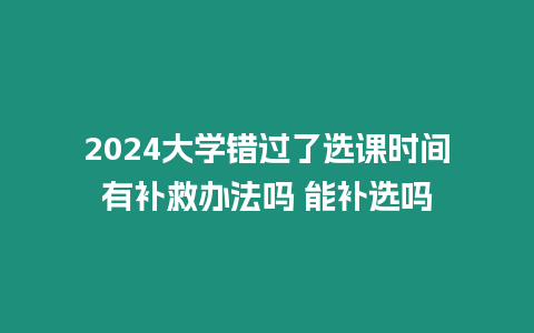 2024大學錯過了選課時間有補救辦法嗎 能補選嗎