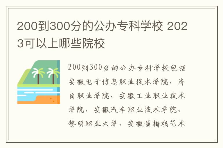 200到300分的公辦?？茖W校 2024可以上哪些院校