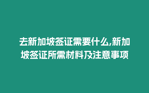 去新加坡簽證需要什么,新加坡簽證所需材料及注意事項(xiàng)