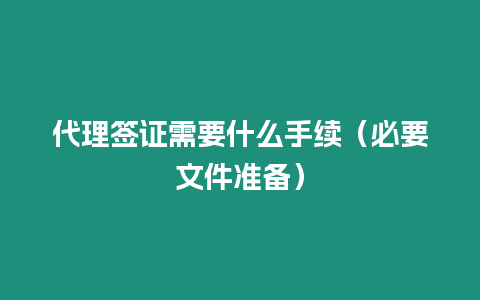 代理簽證需要什么手續（必要文件準備）