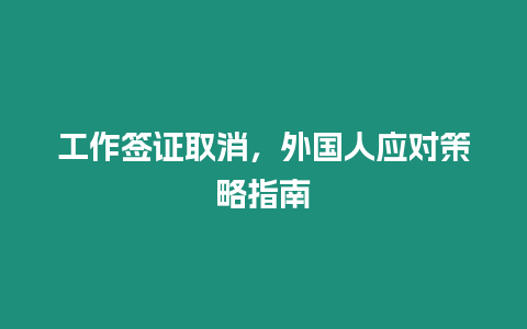 工作簽證取消，外國人應對策略指南