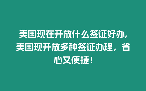 美國(guó)現(xiàn)在開放什么簽證好辦,美國(guó)現(xiàn)開放多種簽證辦理，省心又便捷！