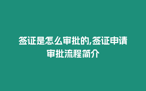 簽證是怎么審批的,簽證申請審批流程簡介