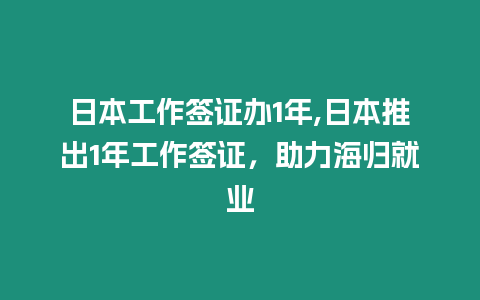 日本工作簽證辦1年,日本推出1年工作簽證，助力海歸就業